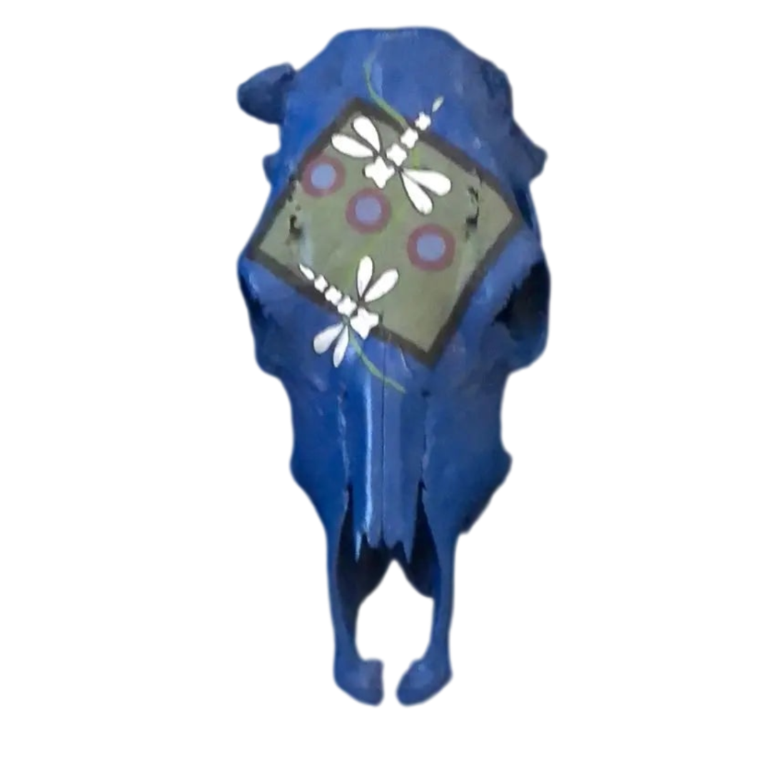 Blue cow skull