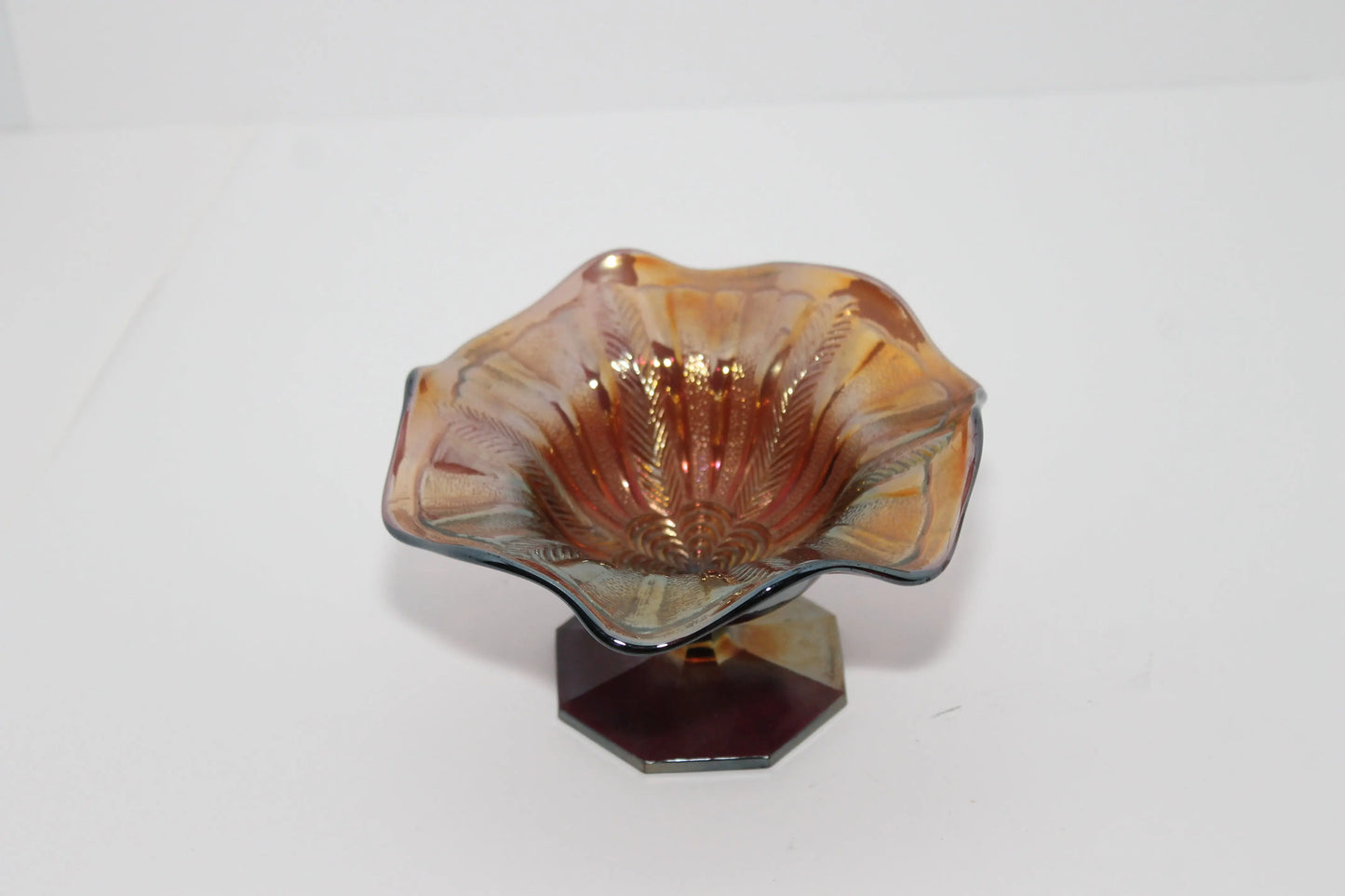 Tri- Color Ornate Bowl on Pedestal Rusted Rustics