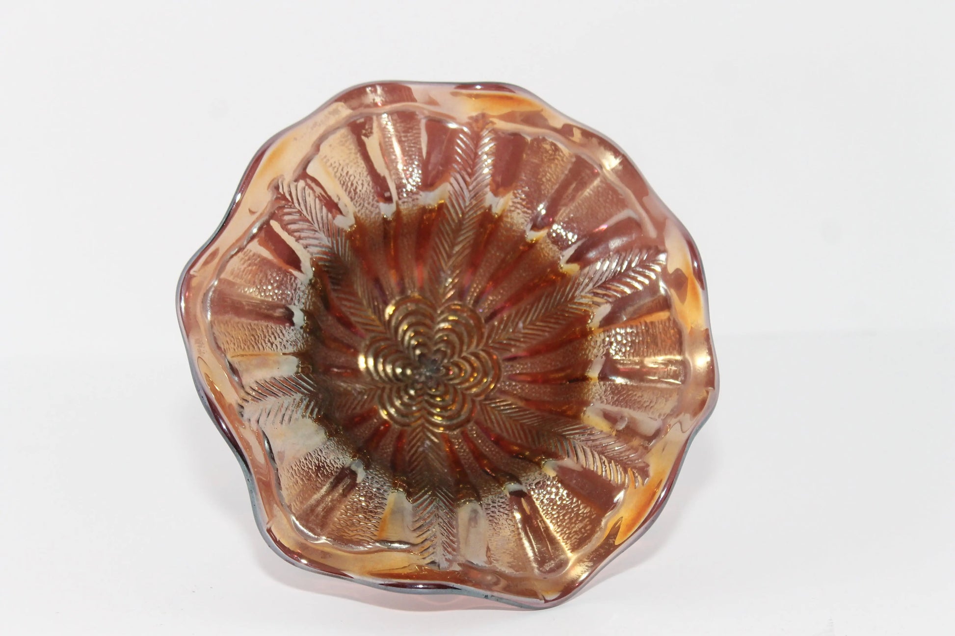 Tri- Color Ornate Bowl on Pedestal Rusted Rustics