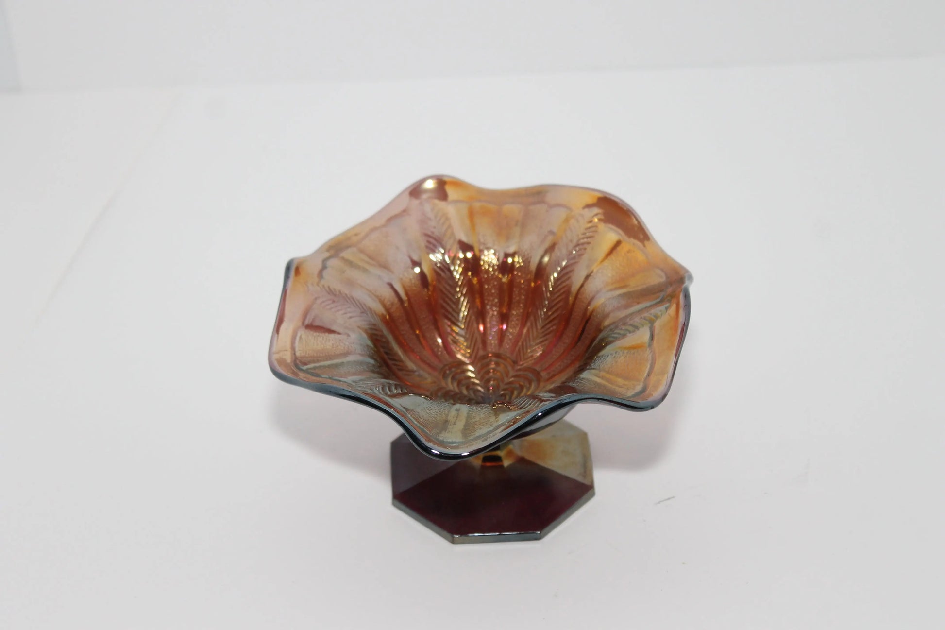 Tri- Color Ornate Bowl on Pedestal Rusted Rustics